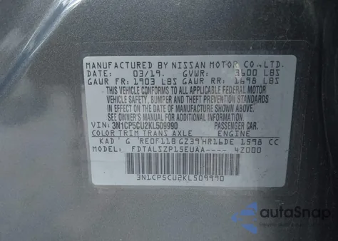 2019 Nissan Kicks Sv from USA, damaged, VIN 3N1CP5CU2KL509990